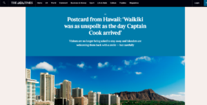 An article by Leslie Lang for The Times London about Hawaii